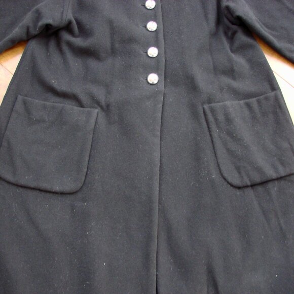 Hilary Radley Black Wool Cashmere Long Coat Dressy Silver Buttons Size Petite 6 - Picture 9 of 12